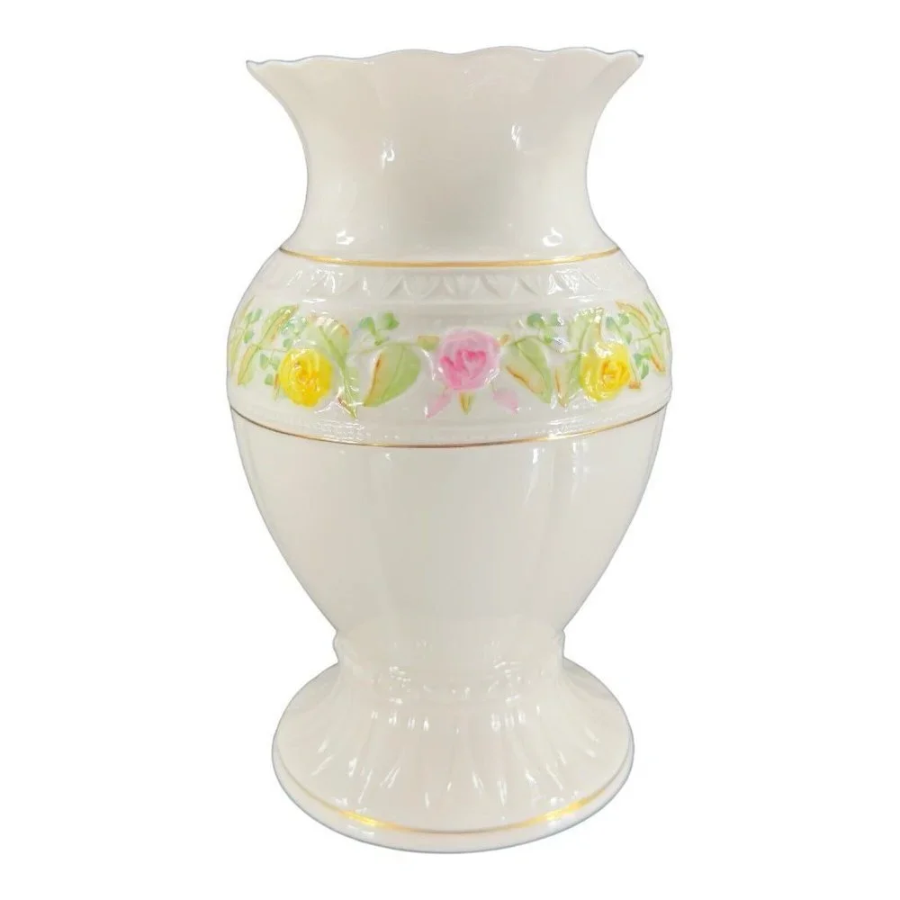 Vintage BELLEEK Classic‎ Rose Collection Large Size Porcelain Vase Vessel Marked